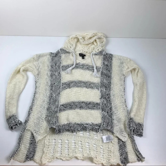 Love & Liberty Cream & Blue Knit Hooded Sweater size Medium - Picture 5 of 10